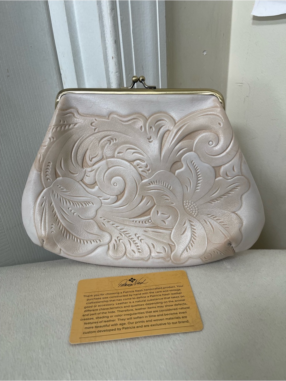 Patricia Nash Blush Embossed Floral Kiss-Lock Clutch